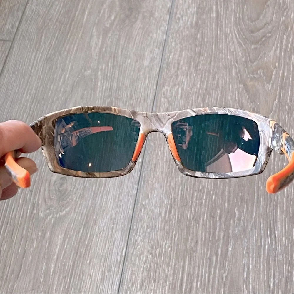 NEW! Polarized Sunglasses Wraparound Unisex 100% UV Protection Camo Orange Lens